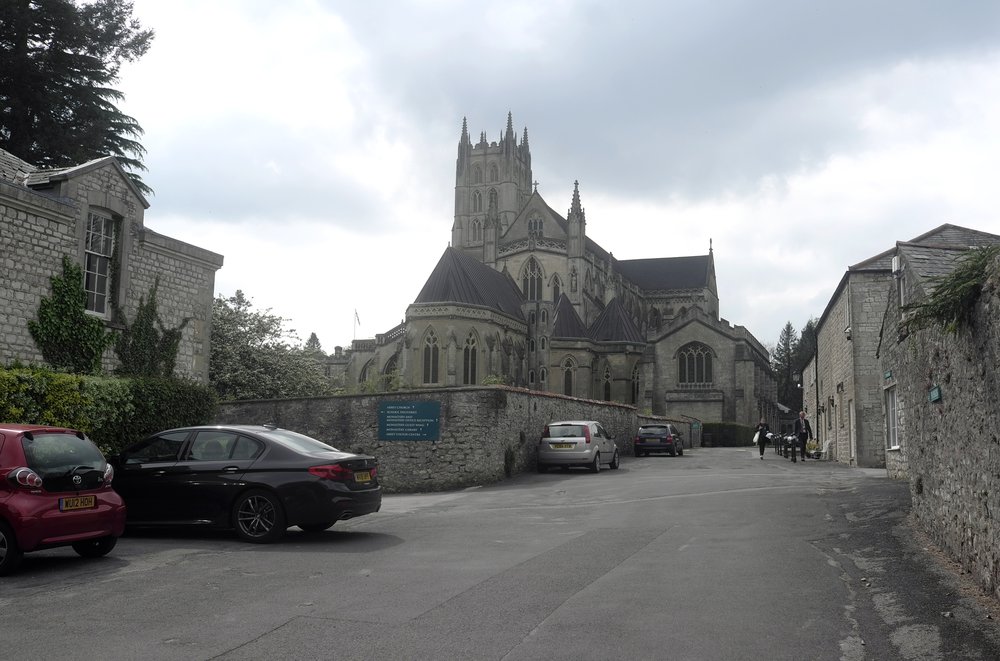 APPROACH TO DOWNSIDE ABBEY FROM VILLAGE.jpg